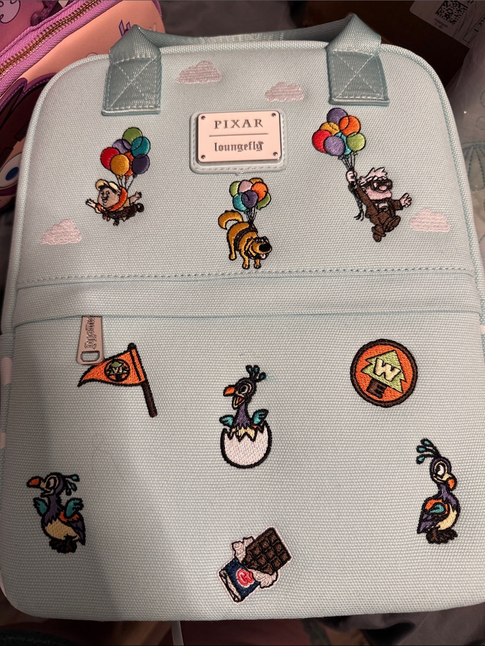 Loungefly Light Blue Pixar Embroidered Mini Backpack - UP